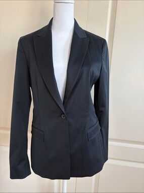 ELI TAHARI THE SYLVIE PEAK-LAPEL SINGLE BUTTON BLAZER SIZE 8 NAVY